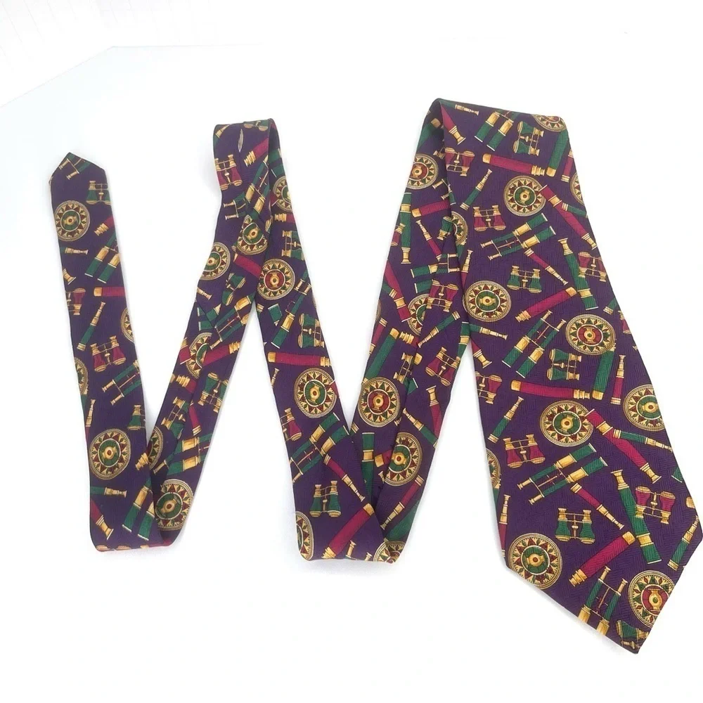 Tommy Hilfiger Tie Binoculars Print Purple Gold